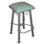 Coronado Silver Iron Barstool - Ash Turquoise Leather