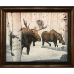 Birch Winter Moose Couple Personalized Framed Canvas - Large