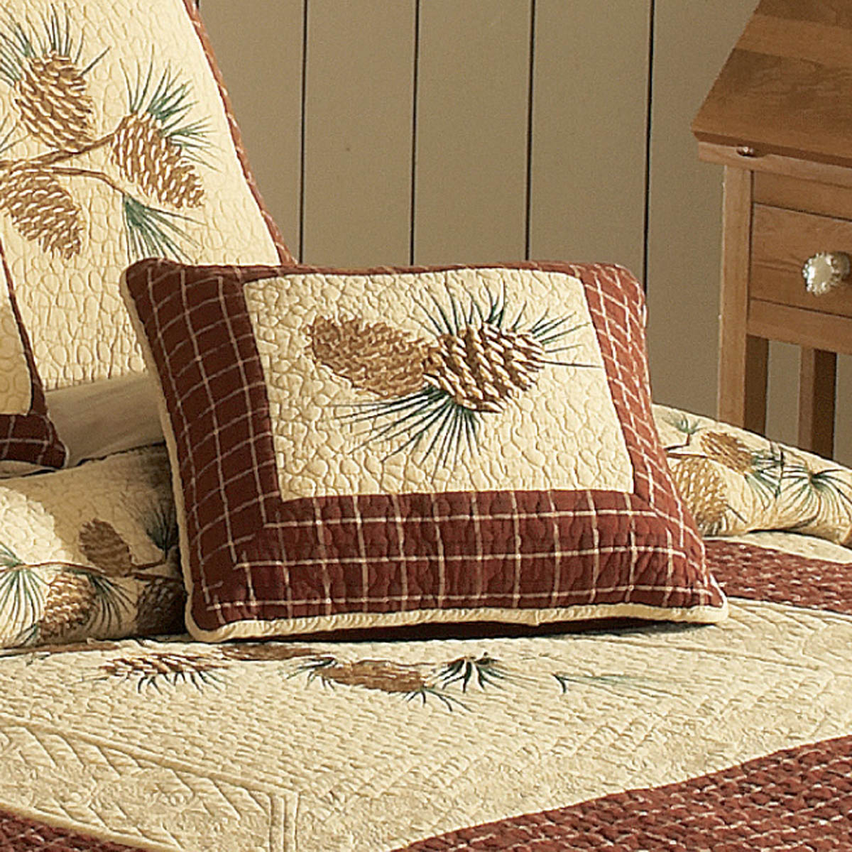 Pinecone Plaid Square Accent Pillow