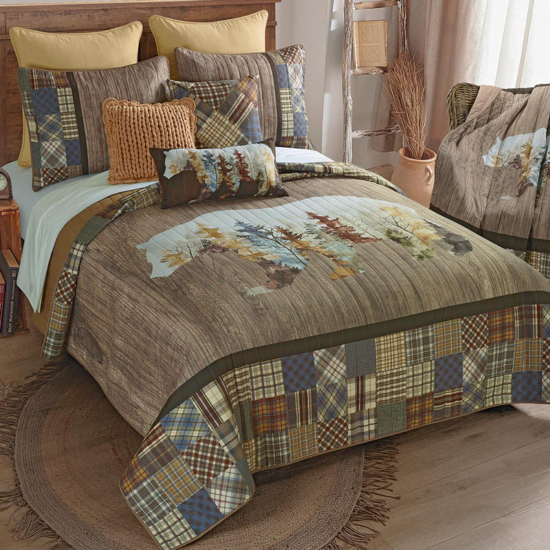 Peaceful Forest Bear Quilt Bedding Collection