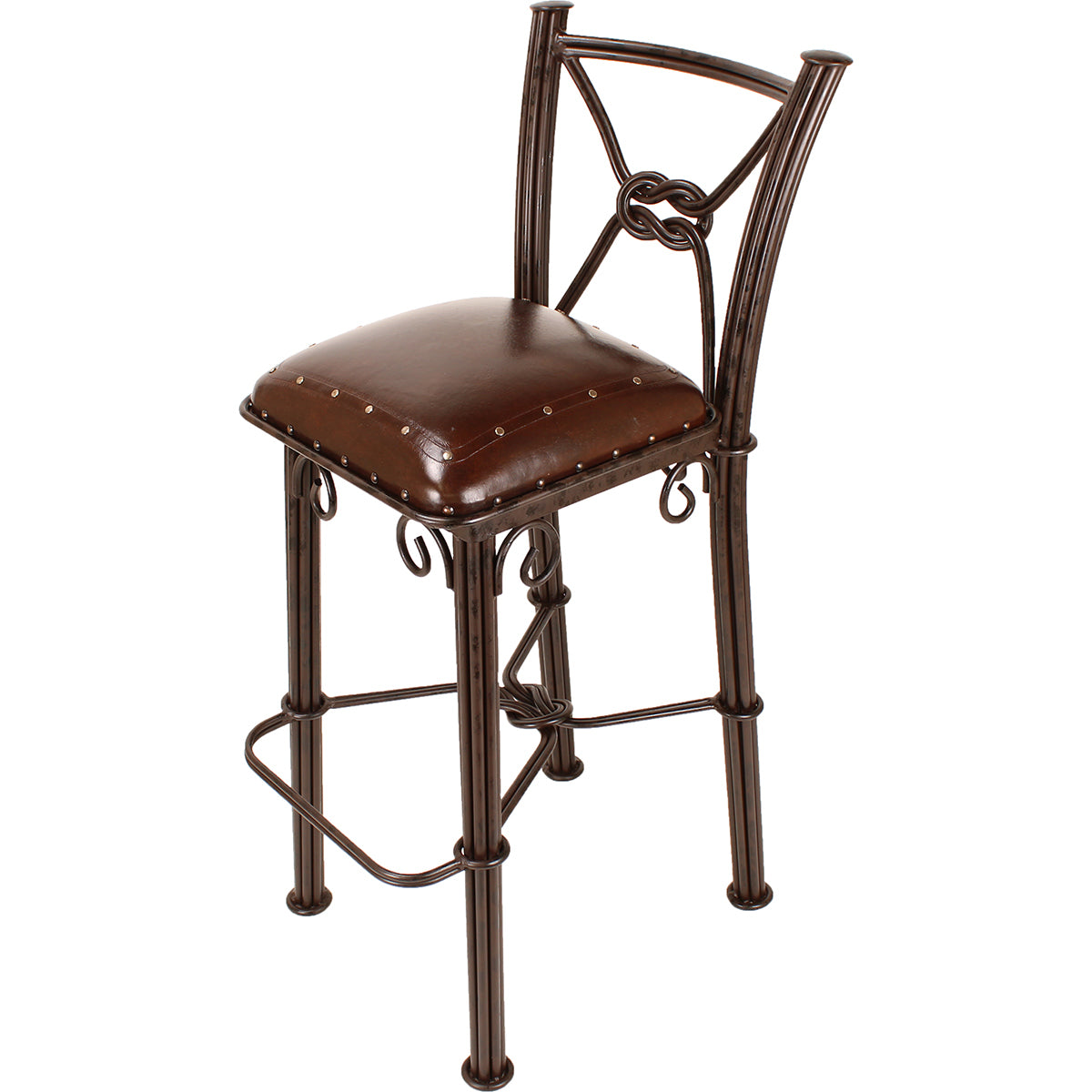 Coronado Counter Stool - Plain with Tacks Antique Brown