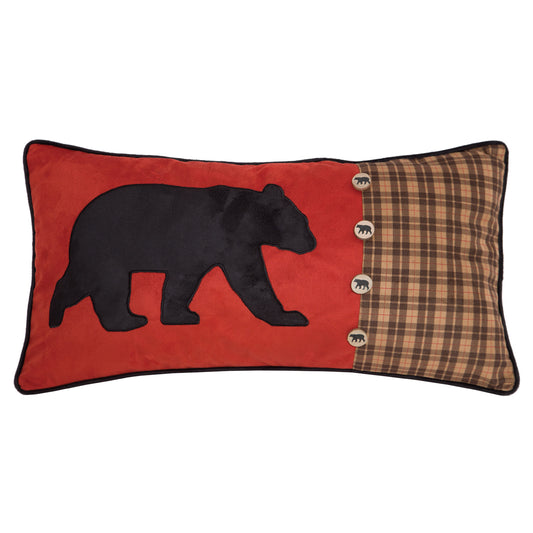 Bear Plaid & Button Pillow
