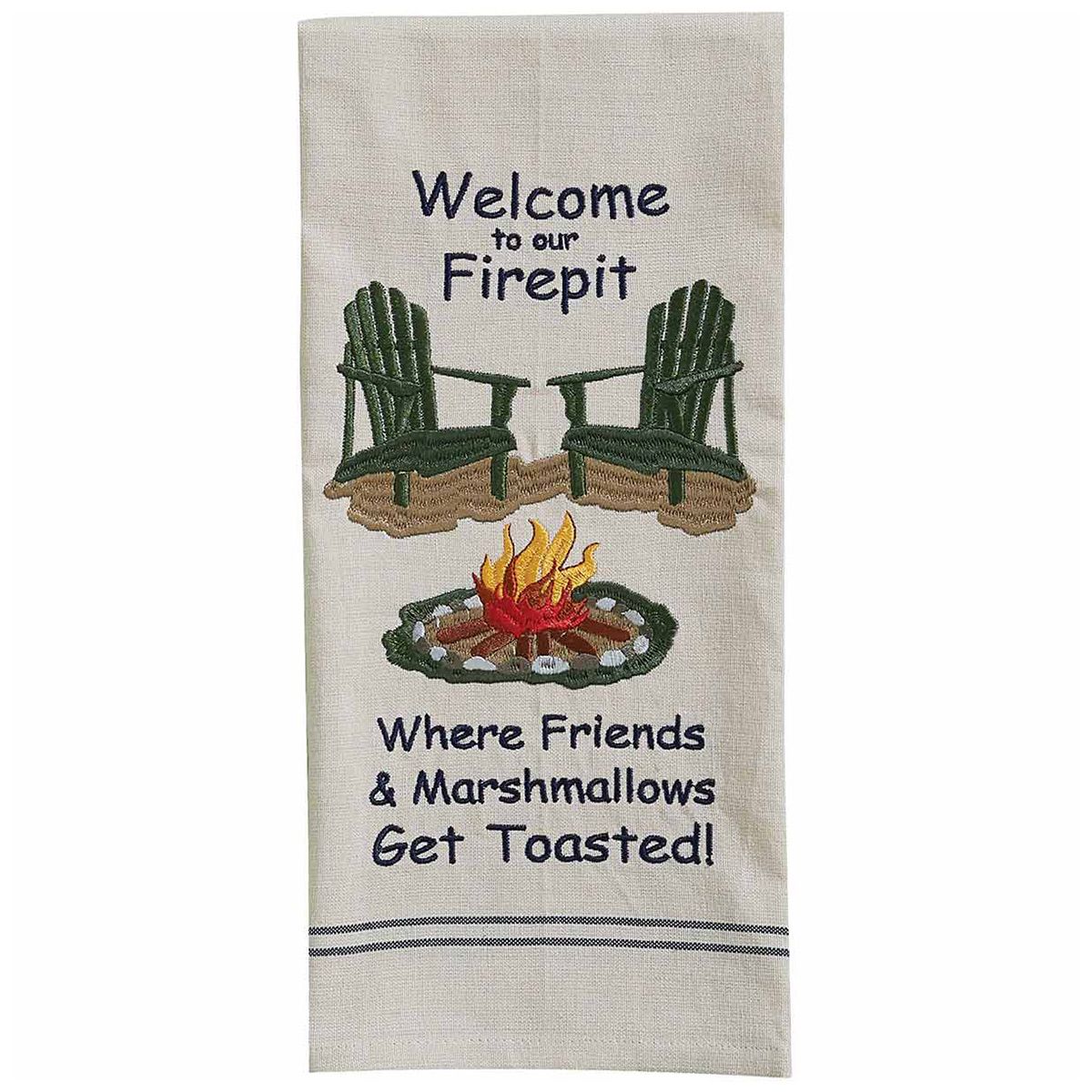 Firepit Welcome Embroidered Dishtowels - Set of 6