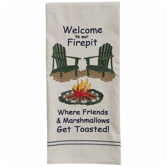 Firepit Welcome Embroidered Dishtowels - Set of 6