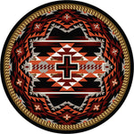 Rustic Cross Black Southwestern Rug - 8 Foot Round