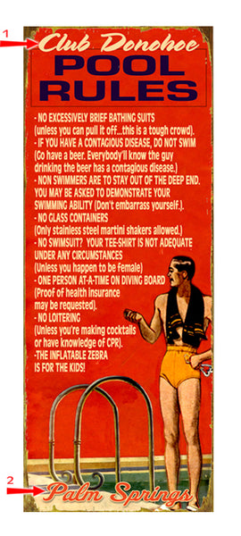 Pool Rules Sign - Male