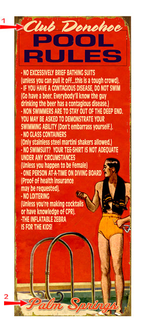 Pool Rules Sign - Male