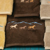 Running Horses Chocolate Embroidered Bath Towel