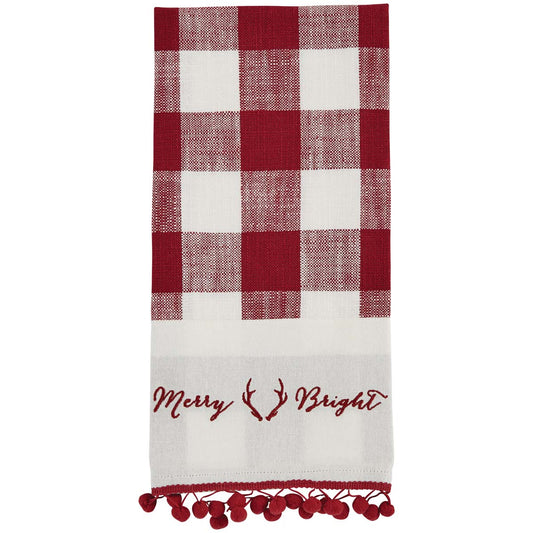 Merry Plaid Antler Dishtowel - Set of 2