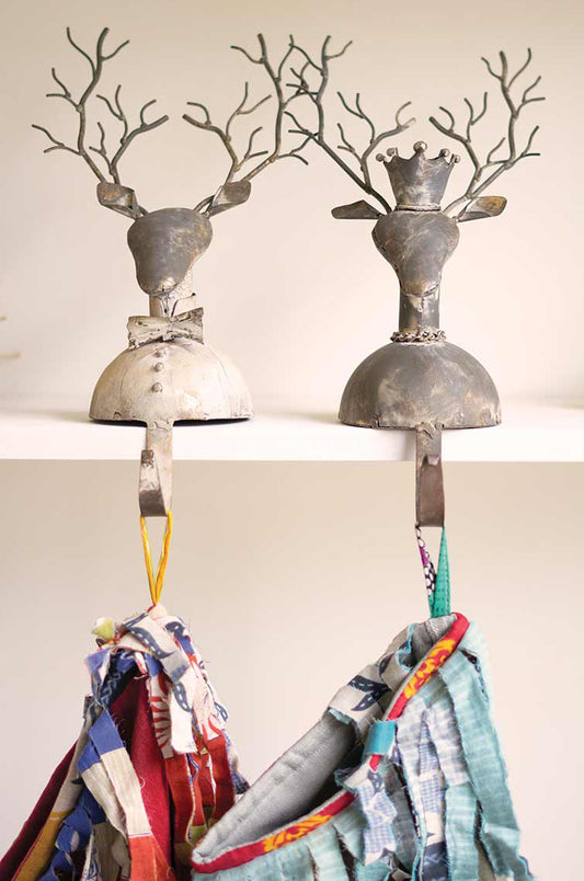 Metal Deer Stocking Holders - Set of 2