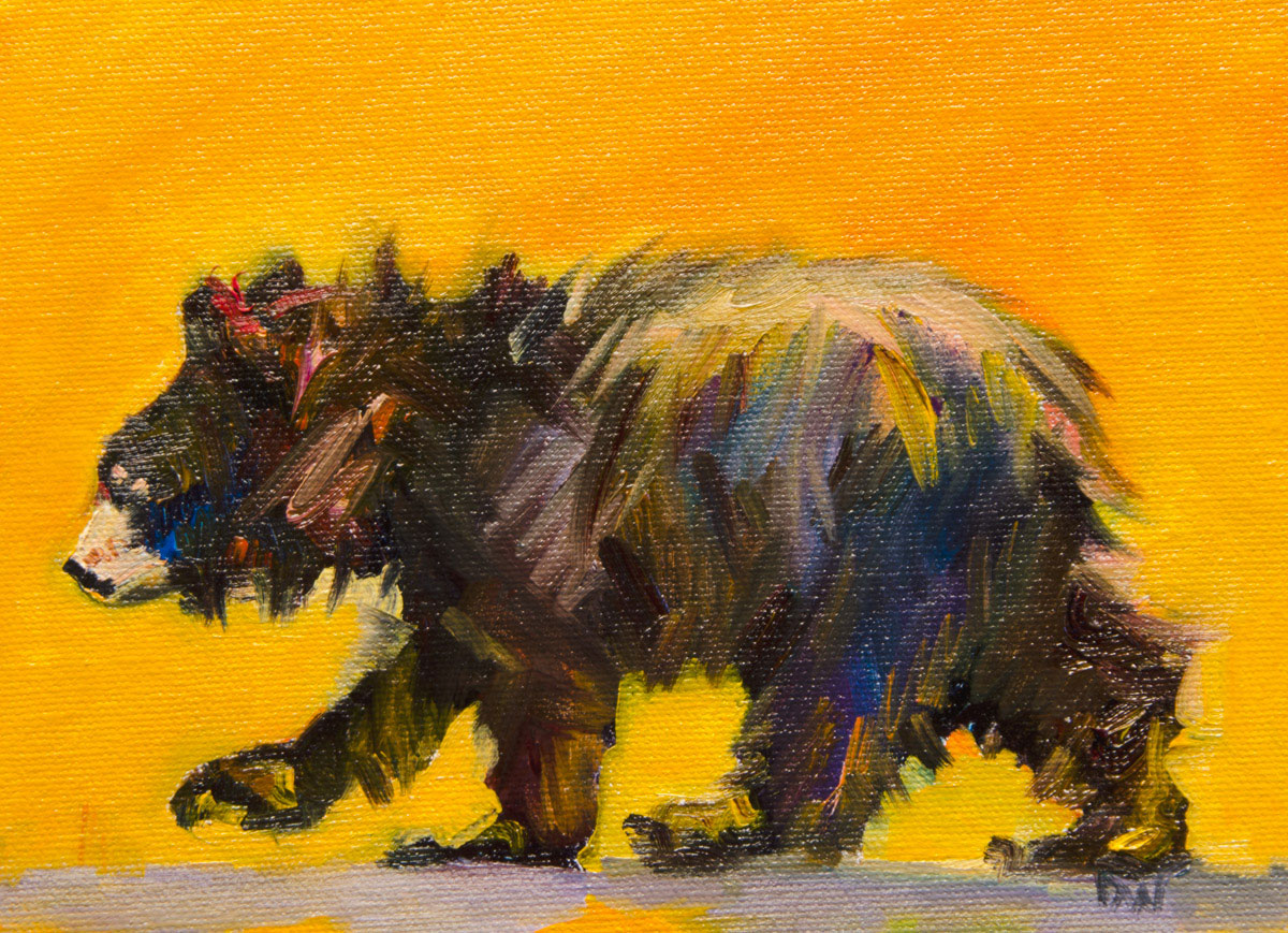 Walking Bear Canvas with Block Edges