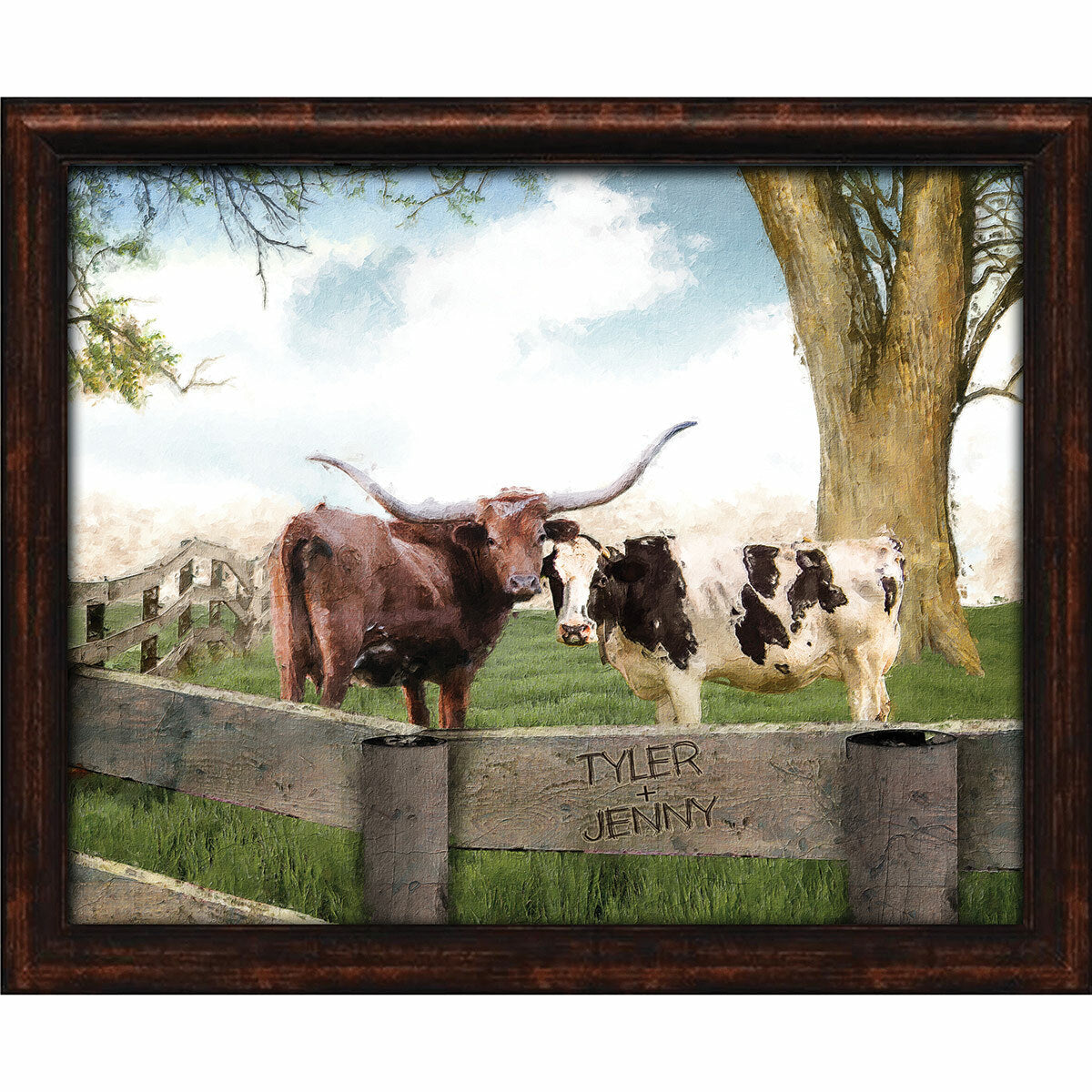 Longhorn Love Personalized Framed Canvas - Small