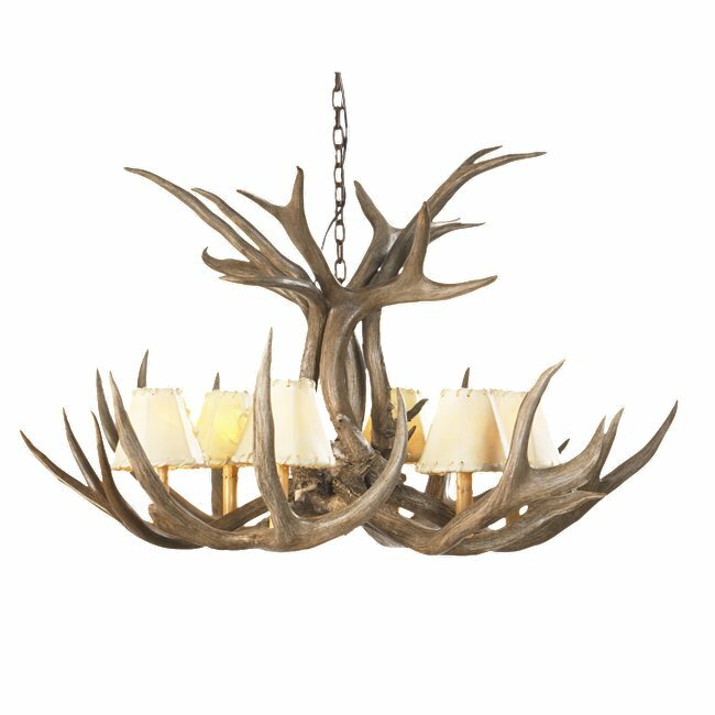 Mule Deer Antler Single Tier Chandelier - 6 Light