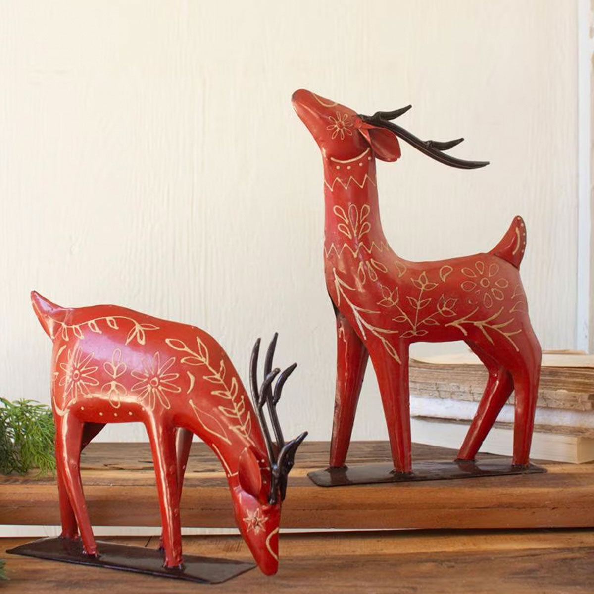 Santa Fe Metal Reindeer Sculptures - Set of 2