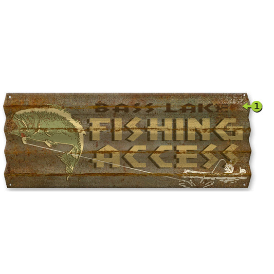 Fishing Access Personalized Corrugated Metal Sign
