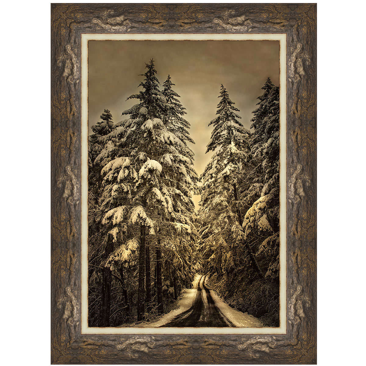 Forest Road in Winter Framed Art