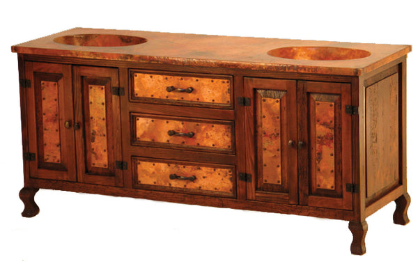 Four-Door Sink Cabinet with Copper - 3 Drawer