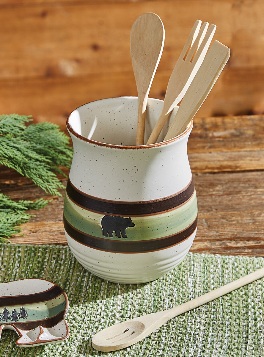 Bear Ridge Ceramic Utensil Crock