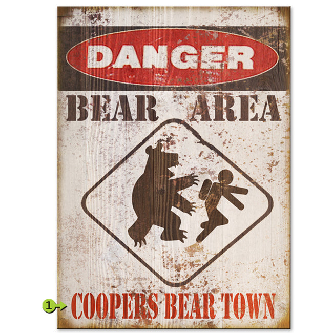 Danger: Bear Area Matchbook Personalized Sign - 17 x 23