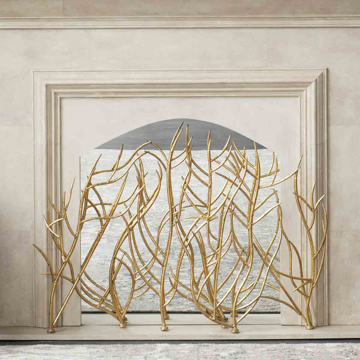 Gold Branches Fireplace Screen