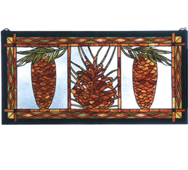 Northwoods Pinecone Stained Glass Window