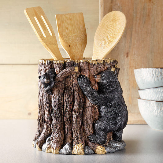 Bear & Tree Trunk Utensil Holder