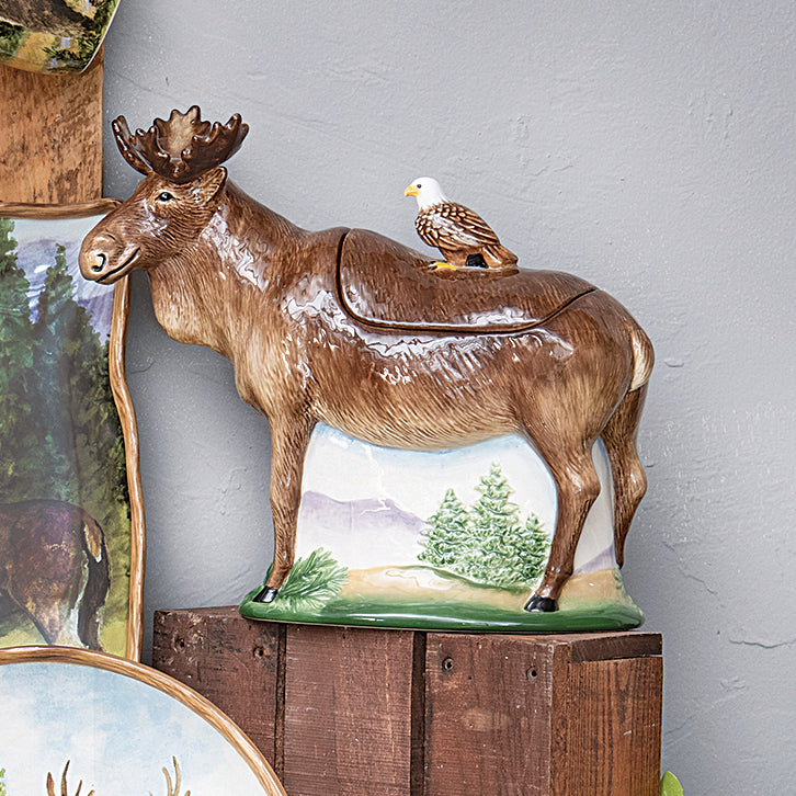 Mountain Spring Moose & Eagle Cookie Jar