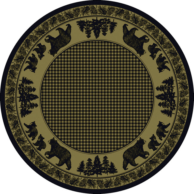 Big Sky Bear Family Green Rug - 8 Ft. Round