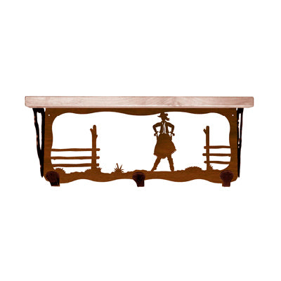 Cowgirl 20 Inch Pine Hook Shelf