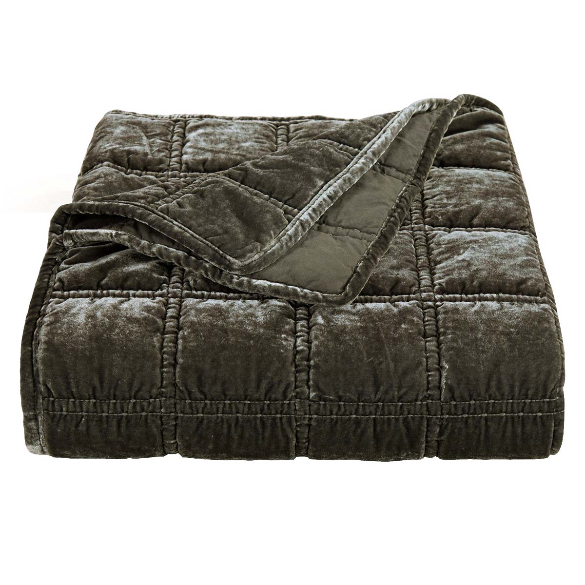 Green Velvet Box Stitch Throw