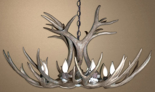 Real Mule Deer Antler Single Tier Chandelier - Extra Large
