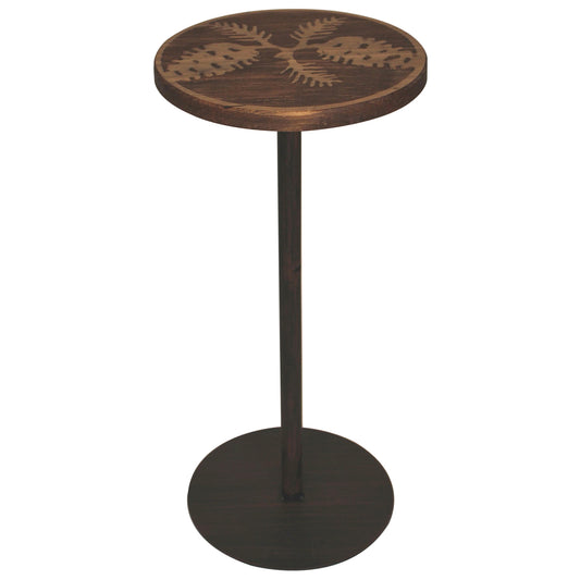 Round Wood Pinecone Drink Table