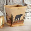 Wood Black Bear Waste Basket