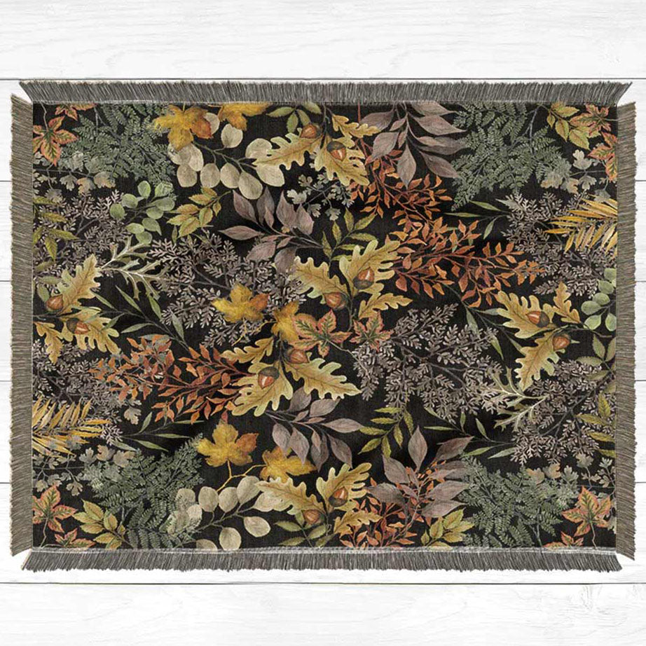 Midnight Woodland Throw Blanket - Large