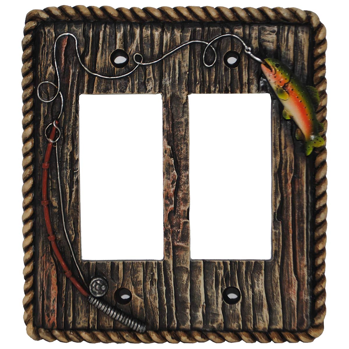 Rustic Angler Double Rocker Switch Plate