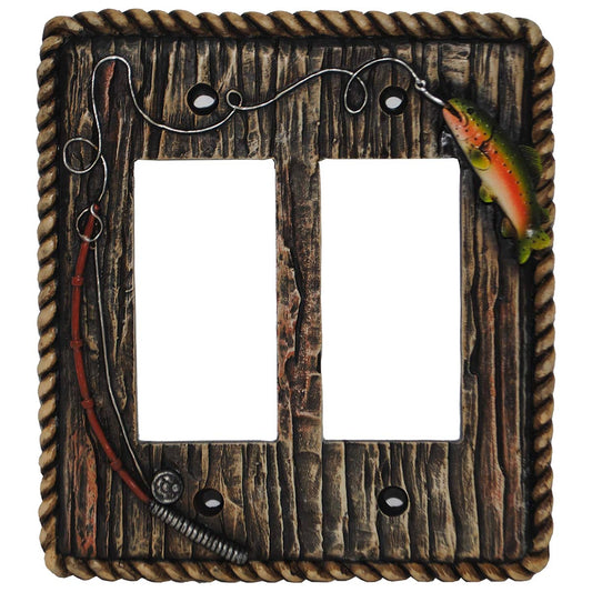 Rustic Angler Double Rocker Switch Plate