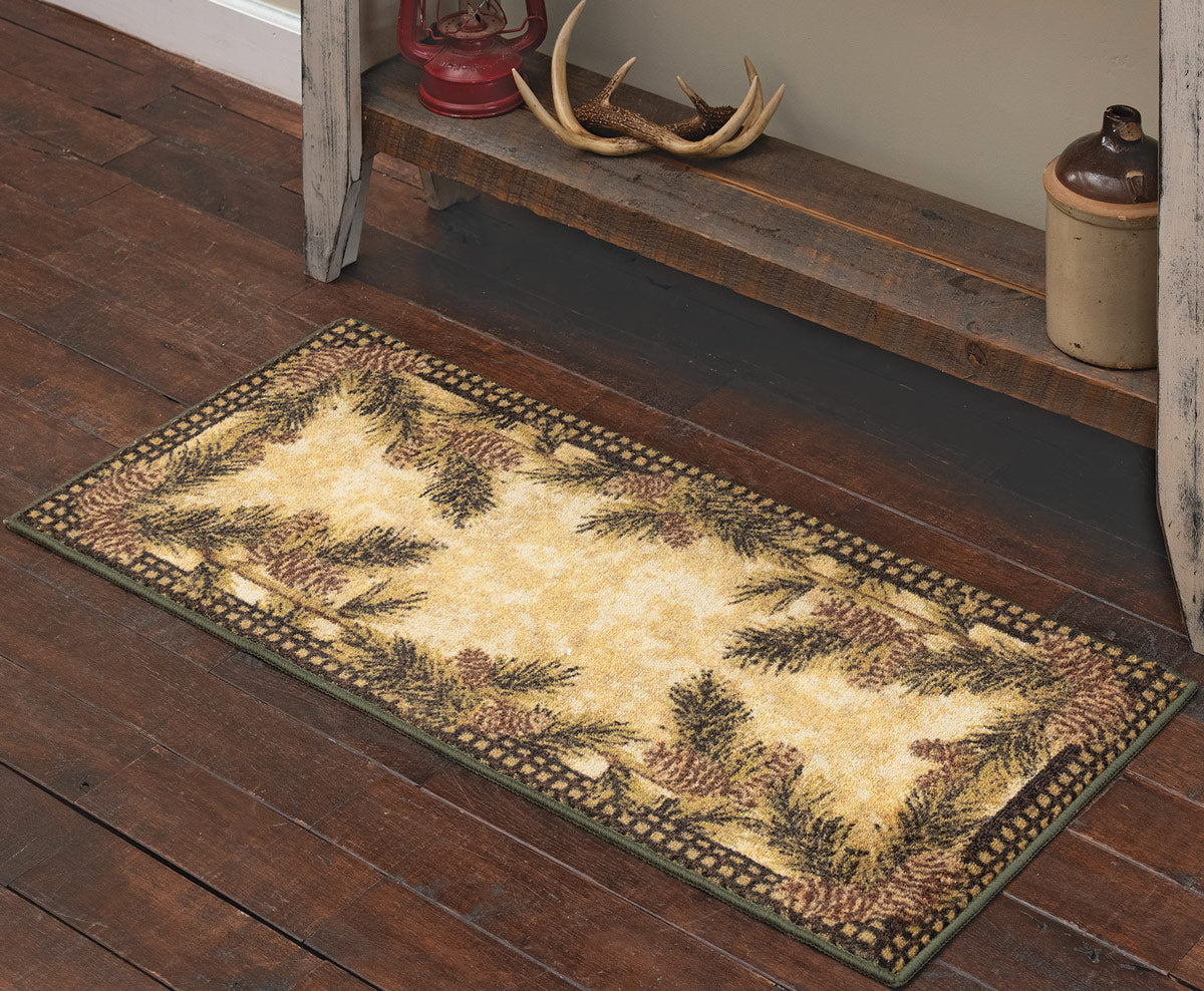 Forest Rectangle Rug Pinecone Border Rectangle Rug | Black Forest Decor