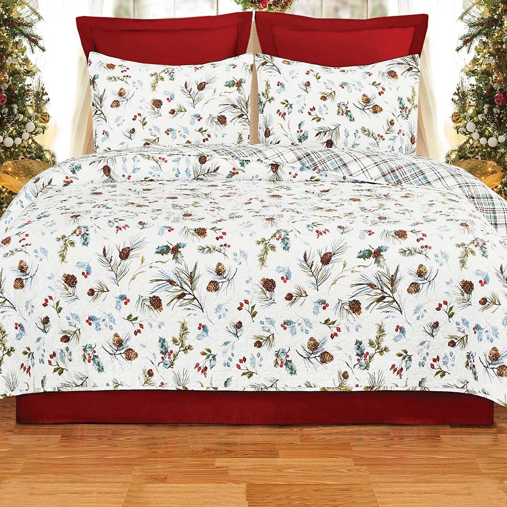 Pinecone Holiday Quilt Bed Set - King
