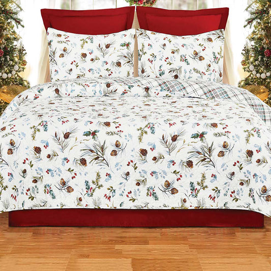 Pinecone Holiday Quilt Bed Set - King - OVERSTOCK