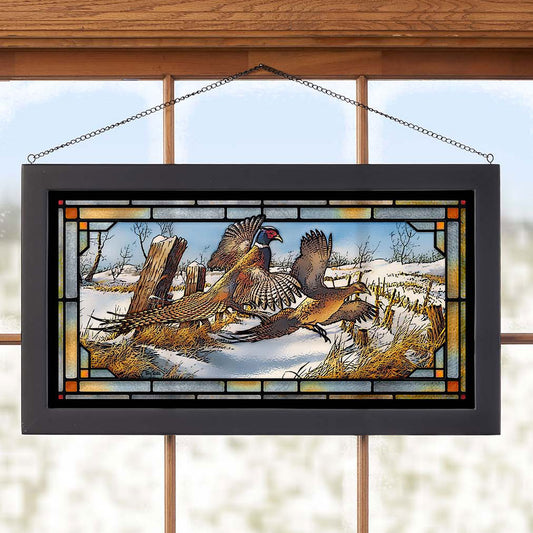 Pheasant Pair Stained Glass Art