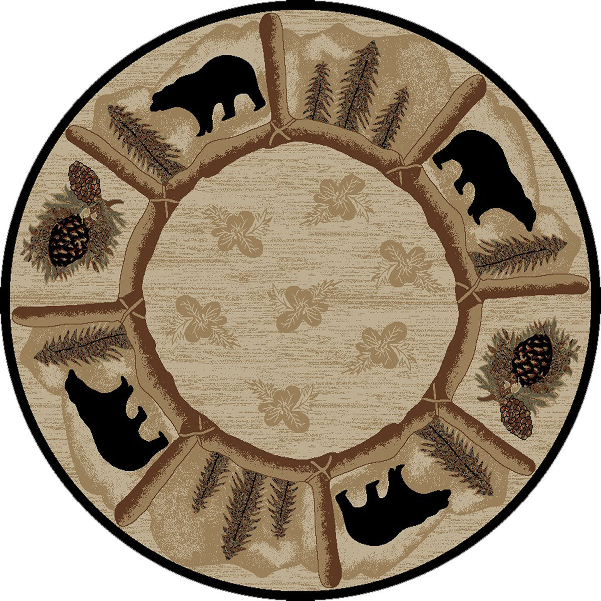 Alpine Black Bear Rug - 8 Ft. Round