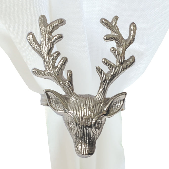 Silver Buck Napkin Rings - Set of 6