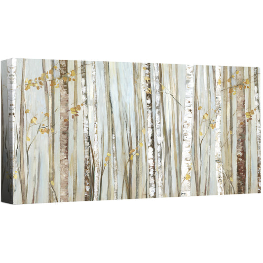 Gold Birch Forest Canvas Wall Art
