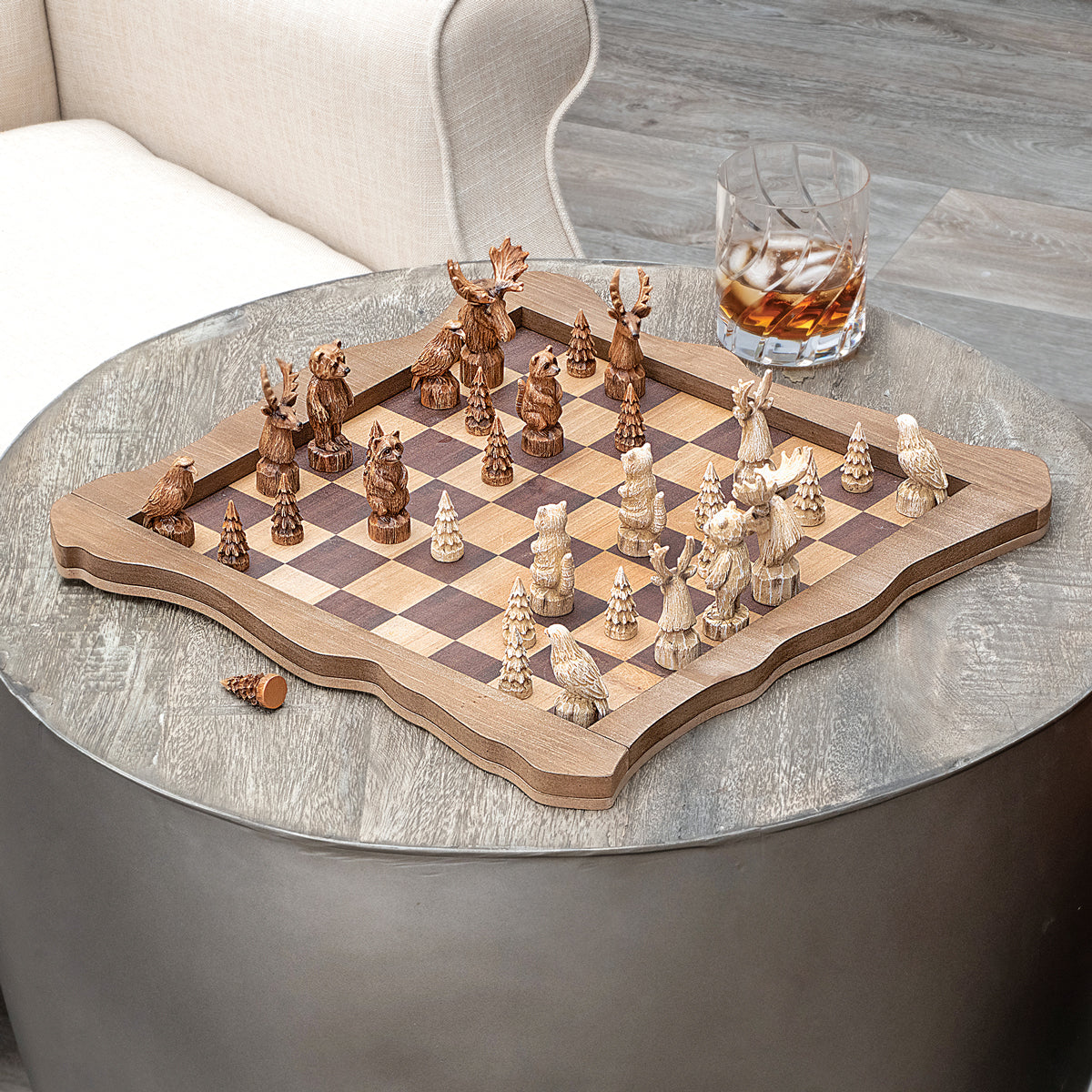 Tree Chess Set Forest Friends Chess Set | Black Forest Decor