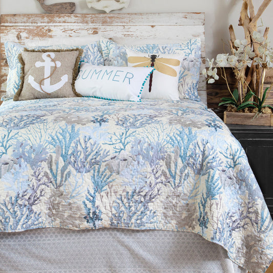 Seascape Coral Quilt Bed Set - Twin - OVERSTOCK