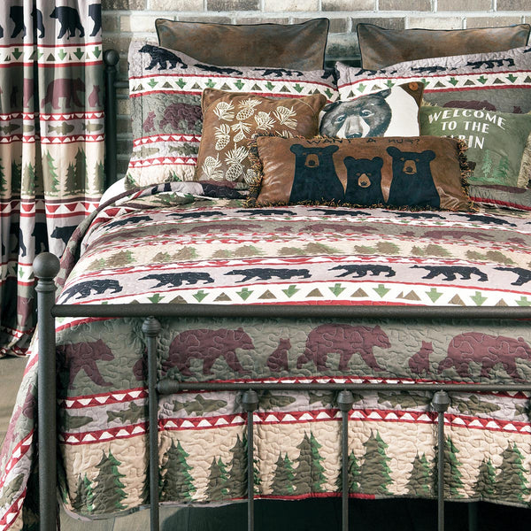 Pine Lodge Bears Quilt Bed Set - Queen
