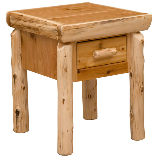 Cedar Log One Drawer Nightstand