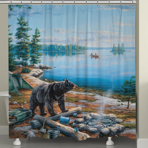 Camping Bear Shower Curtain