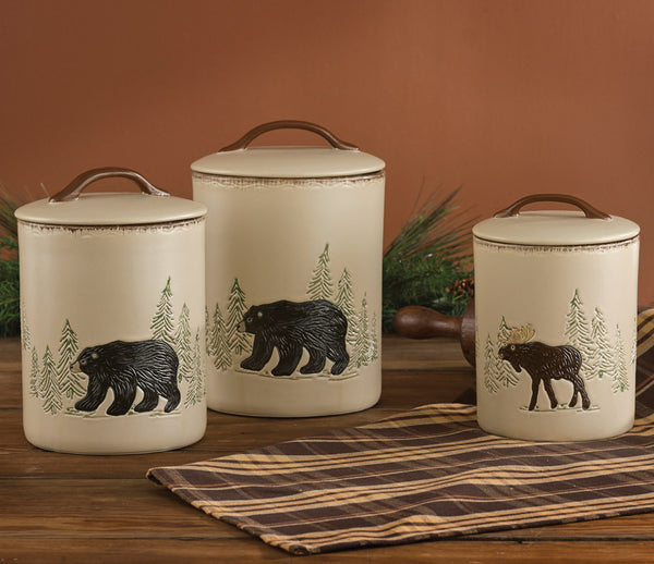 Bear & Moose Stoneware Canister Set (3 pcs) - OVERSTOCK