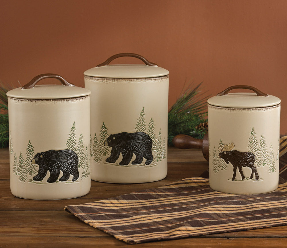 Bear & Moose Stoneware Canister Set (3 pcs) - OVERSTOCK